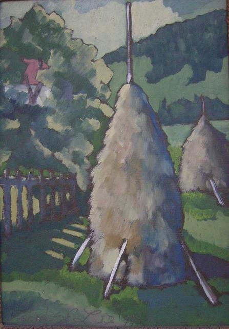festmények, rajzok - Boglyák a kertben